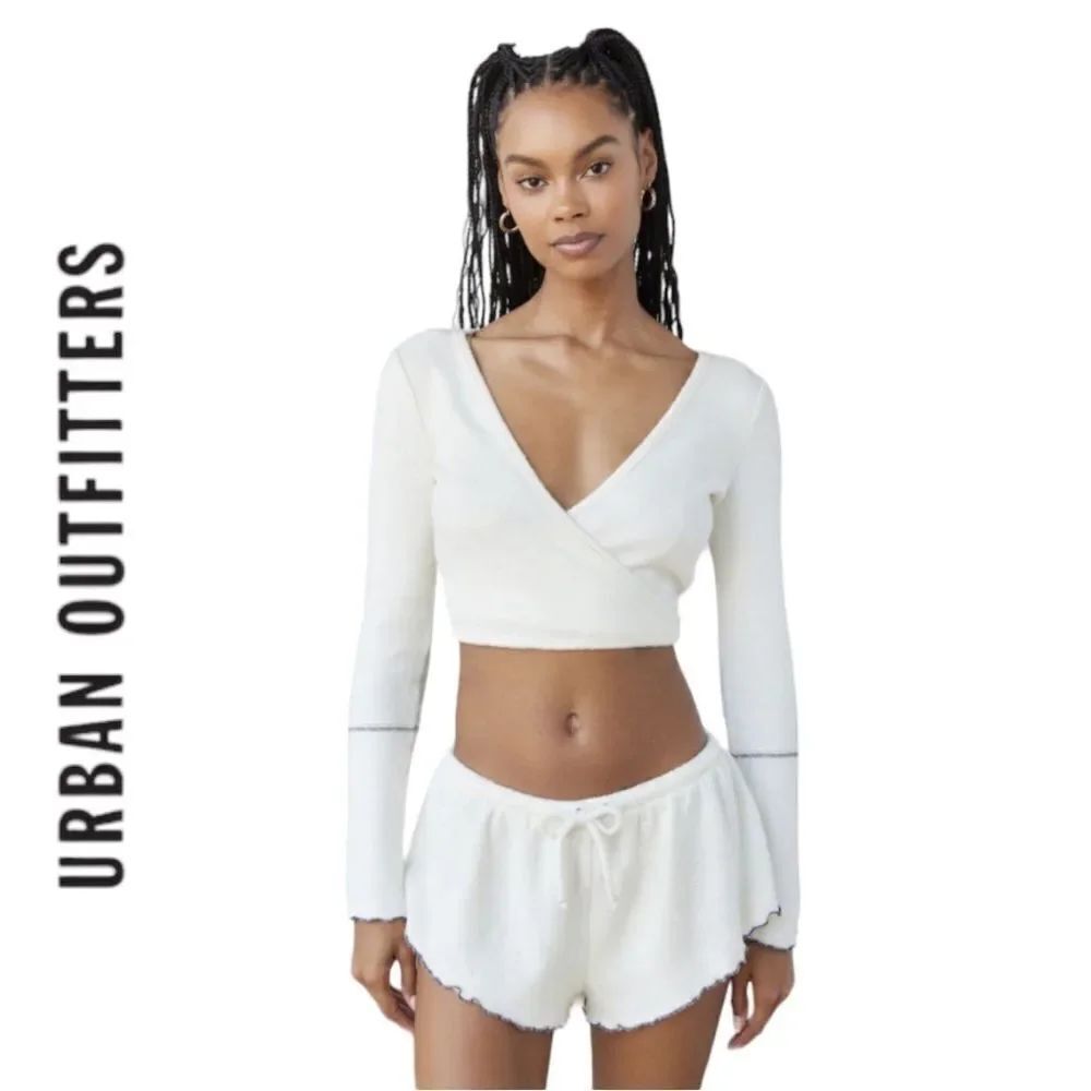Out From Under UO Urban Outfitters Jorja Cozy Wrap Top & Short Set NEW L